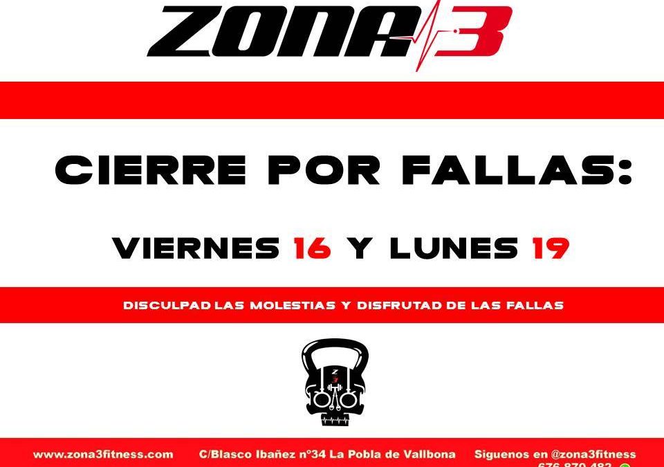 PROGRAMACIÓN FALLERA de Zona3 fitness