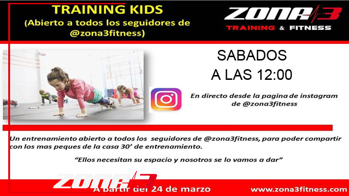 Training kids, este servicio es libre para todos los seguidores de zona3fitness en instagram